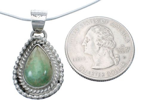 Navajo Sterling Silver Turquoise 18-1/8" Italian Snake Chain Pendant Necklace Set AX127470